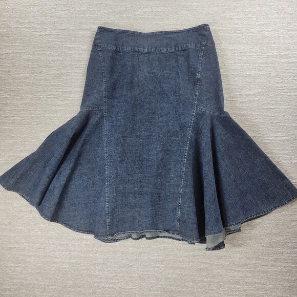 VTG Powerline Denim Skirt Size 8 Blue Dark‎ Wash Flounce Flared Mermaid Rodeo - Picture 11 of 11